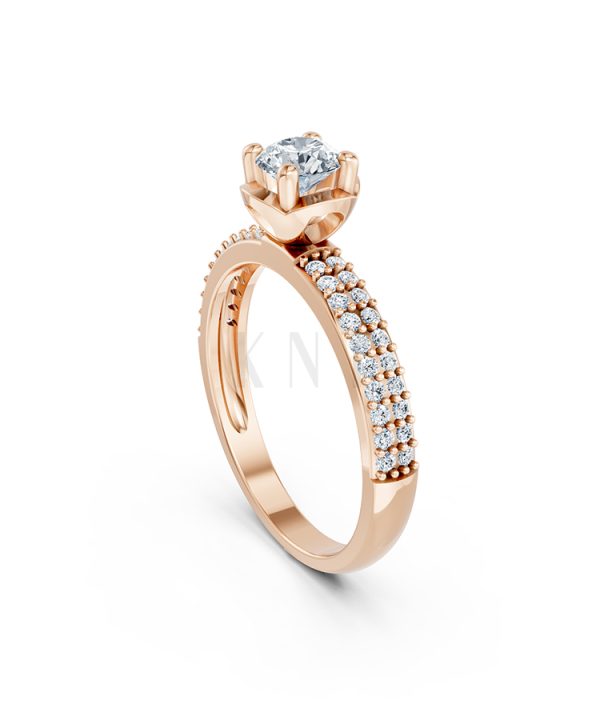 Nhẫn đính hôn R325 màu vàng hồng Rose Gold vàng đẹp, họa tiết hình học, độc đáo