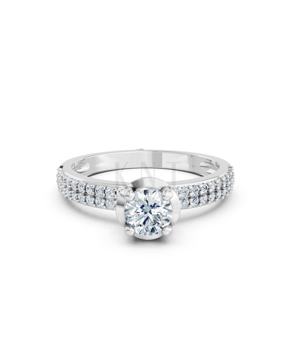 Nhẫn đính hôn R325 màu vàng trắng White Gold vàng sáng bóng, thiết kế trẻ trung