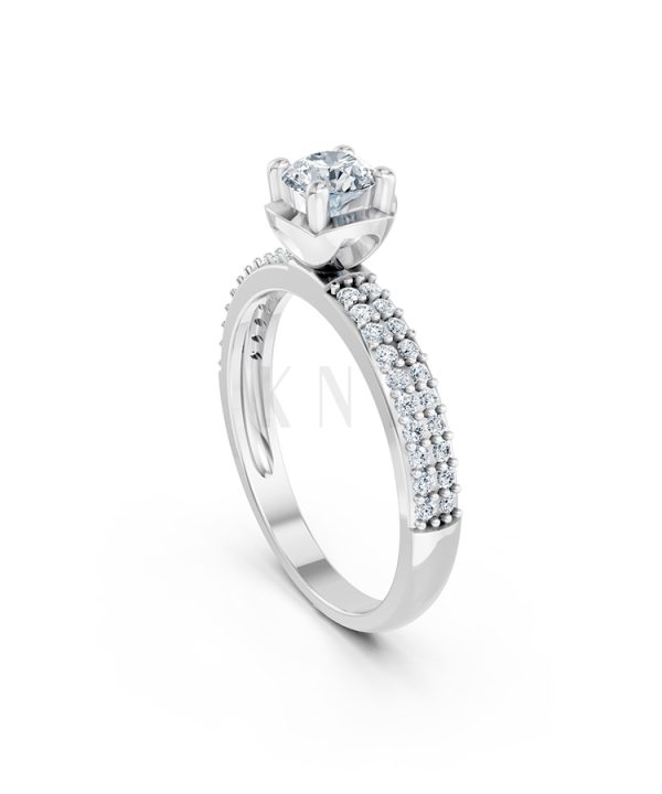 Nhẫn đính hôn R325 màu vàng trắng White Gold kiểu dáng cá tính, hiện đại