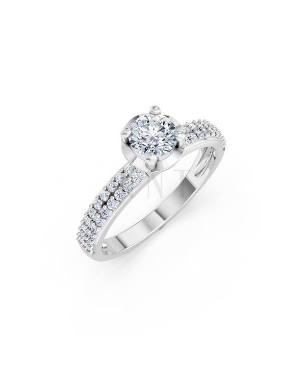 Nhẫn đính hôn R325 màu vàng trắng White Gold kiểu dáng hiện đại, nổi bật