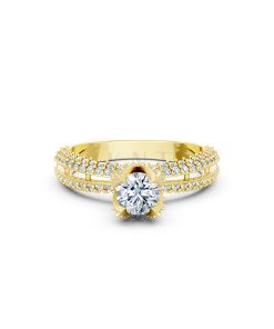 Nhẫn đính hôn đá US R327 màu Vàng Gold thiết kế phá cách, sang trọng