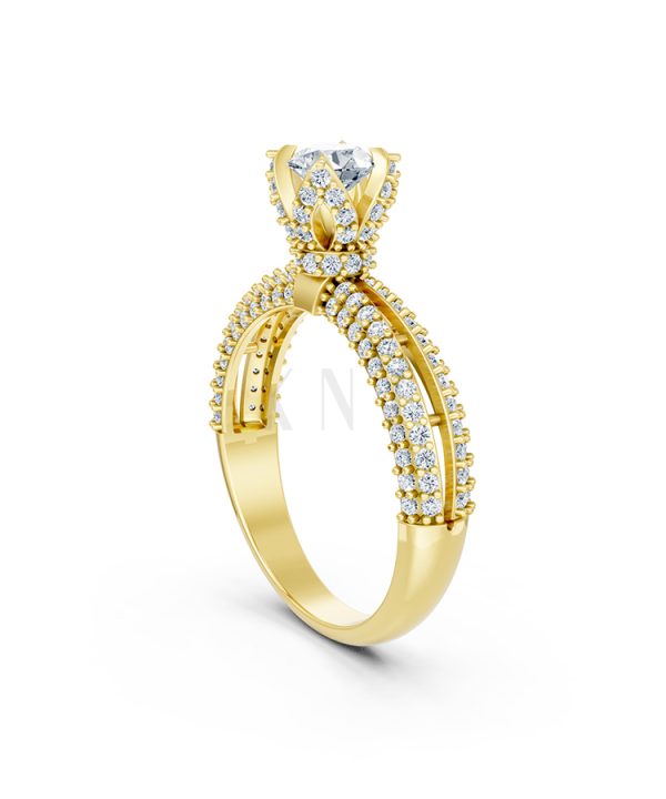 Nhẫn đính hôn đá US R327 màu Vàng Gold vàng 10K/14K/18K/607 cao cấp, thanh lịch