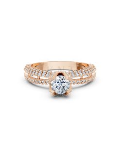 Nhẫn đính hôn đá US R327 màu vàng hồng Rose Gold phong cách trẻ trung, nổi bật