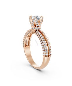 Nhẫn đính hôn đá US R327 màu vàng hồng Rose Gold vàng đẹp, họa tiết hình học, độc đáo