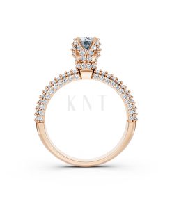 Nhẫn đính hôn đá US R327 màu vàng hồng Rose Gold thiết kế đối xứng, phong cách, ấn tượng