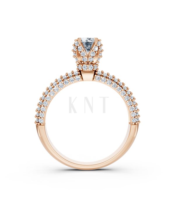 Nhẫn đính hôn đá US R327 màu vàng hồng Rose Gold thiết kế đối xứng, phong cách, ấn tượng