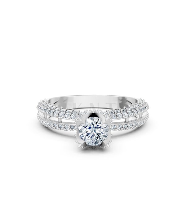 Nhẫn đính hôn đá US R327 màu vàng trắng White Gold vàng sáng, đường nét sắc sảo, tinh tế