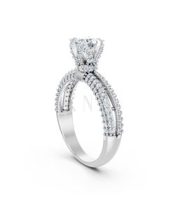 Nhẫn đính hôn đá US R327 màu vàng trắng White Gold kiểu dáng cá tính, hiện đại