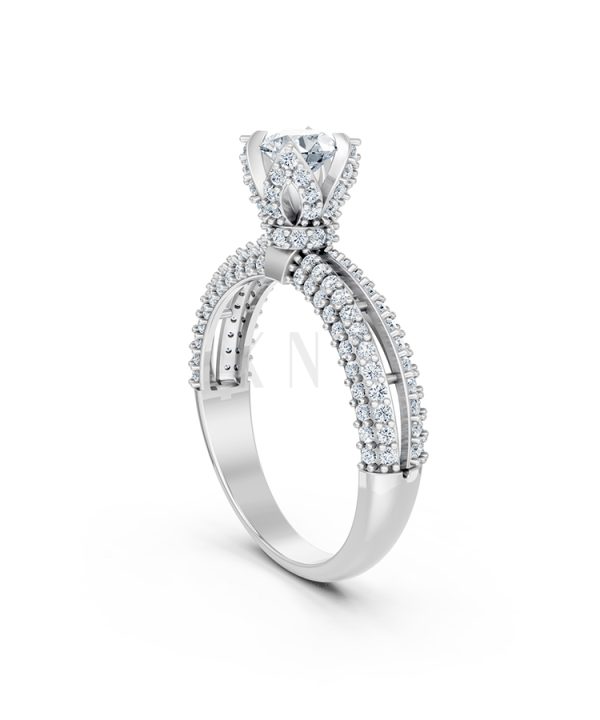 Nhẫn đính hôn đá US R327 màu vàng trắng White Gold kiểu dáng cá tính, hiện đại