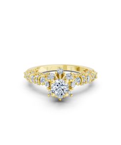 NHẪN ĐÍNH HÔN R328 màu Vàng Gold thiết kế tinh xảo, độc đáo