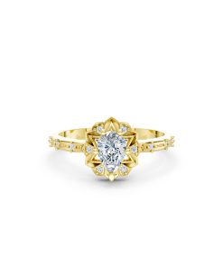 Nhẫn đính hôn WINTER R331 màu Vàng Gold vàng 10K/14K/18K/607 đính đá nhỏ, thanh lịch