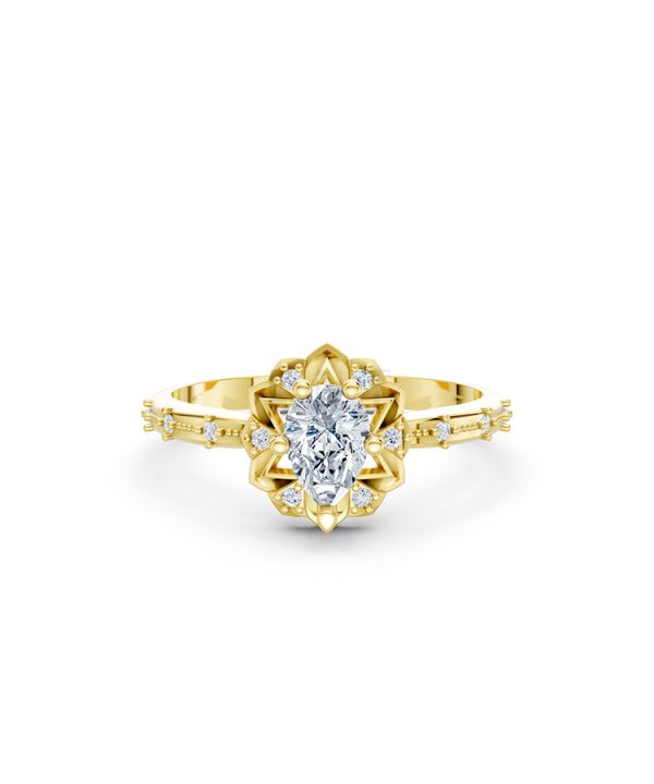 Nhẫn đính hôn WINTER R331 màu Vàng Gold vàng 10K/14K/18K/607 đính đá nhỏ, thanh lịch