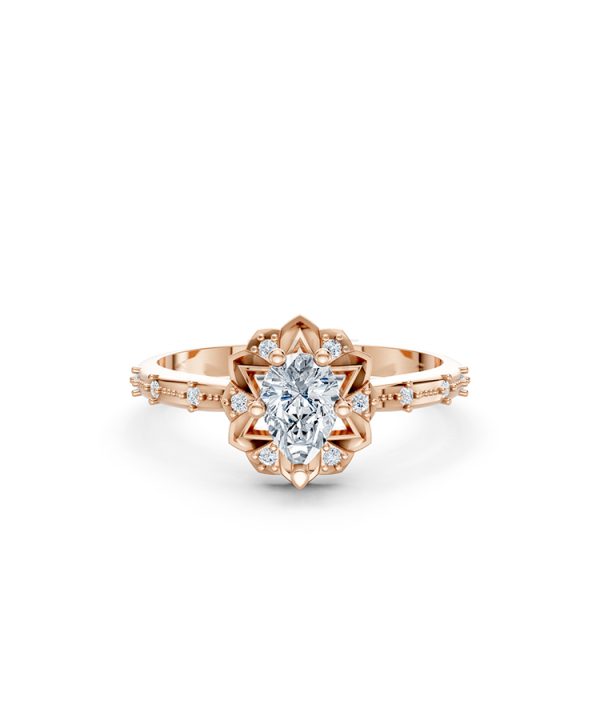 Nhẫn đính hôn WINTER R331 màu vàng hồng Rose Gold thiết kế đối xứng, phong cách, ấn tượng