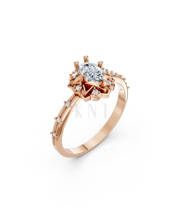 Nhẫn đính hôn WINTER R331 màu vàng hồng Rose Gold họa tiết ấn tượng, cá tính