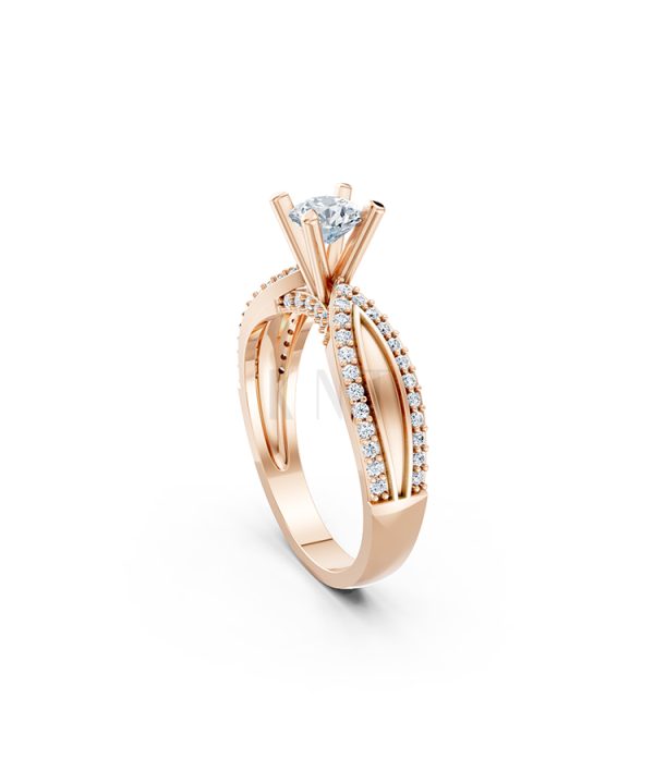 Nhẫn đính hôn R332 màu vàng hồng Rose Gold vàng đẹp, họa tiết hình học, độc đáo