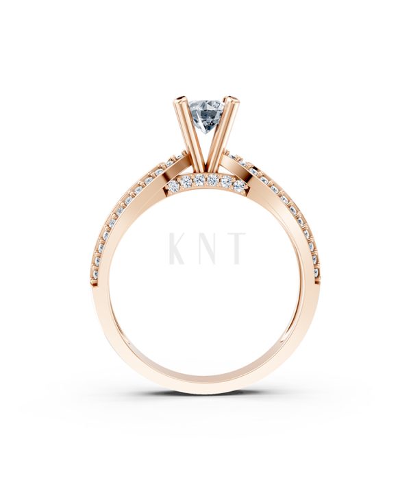 Nhẫn đính hôn R332 màu vàng hồng Rose Gold phong cách trẻ trung, nổi bật