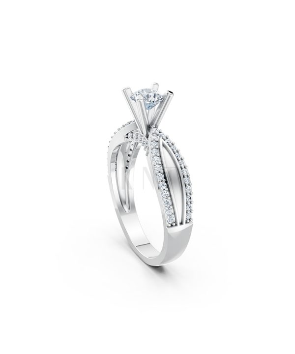 Nhẫn đính hôn R332 màu vàng trắng White Gold vàng sáng, đường nét sắc sảo, tinh tế