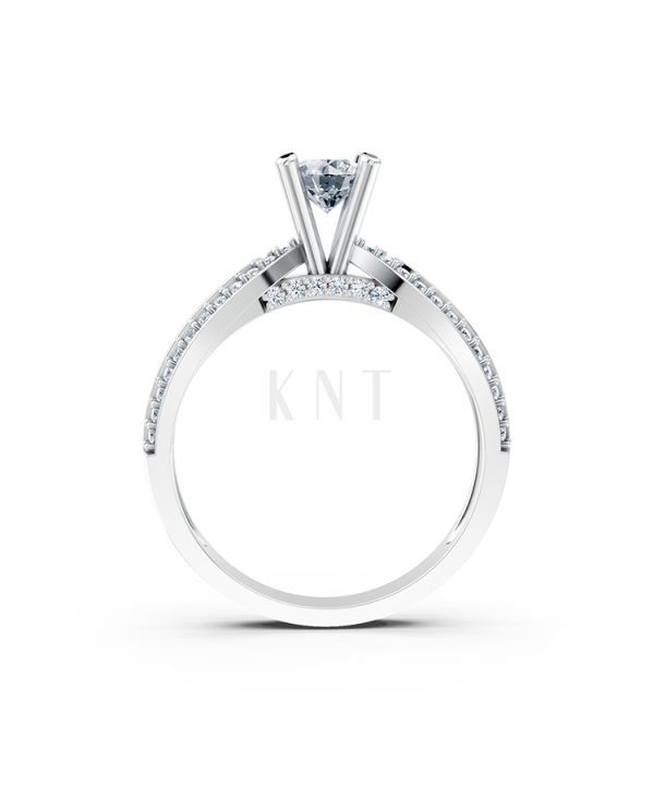 Nhẫn đính hôn R332 màu vàng trắng White Gold kiểu dáng cá tính, hiện đại