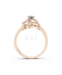 Nhẫn đính hôn đá cao cấp R333 màu vàng hồng Rose Gold vàng đẹp, họa tiết hình học, độc đáo