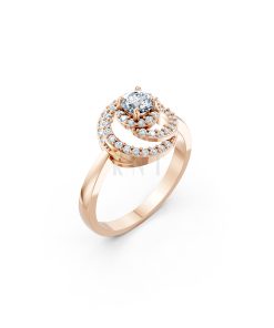 Nhẫn đính hôn đá cao cấp R333 màu vàng hồng Rose Gold họa tiết ấn tượng, cá tính