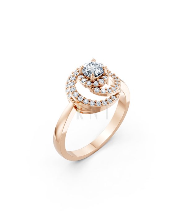 Nhẫn đính hôn đá cao cấp R333 màu vàng hồng Rose Gold họa tiết ấn tượng, cá tính