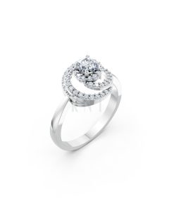 Nhẫn đính hôn đá cao cấp R333 màu vàng trắng White Gold kiểu dáng hiện đại, nổi bật