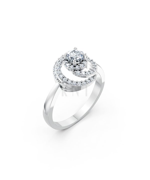 Nhẫn đính hôn đá cao cấp R333 màu vàng trắng White Gold kiểu dáng hiện đại, nổi bật