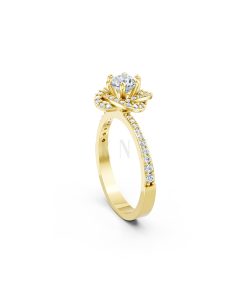 Nhẫn đính hôn đá US R335 – ALYSON màu Vàng Gold vàng 10K/14K/18K/607 đính đá nhỏ, thanh lịch