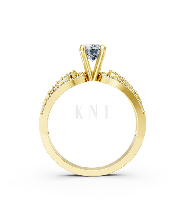 Nhẫn đính hôn R337 màu Vàng Gold đính đá trắng, thiết kế phá cách, sang trọng