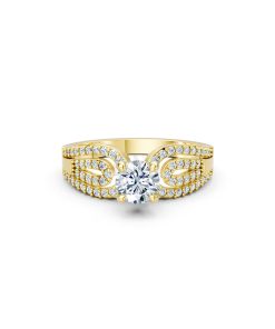 Nhẫn đính hôn R337 màu Vàng Gold mặt nhẫn chạm khắc tinh xảo, độc đáo