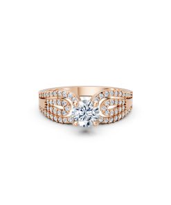 Nhẫn đính hôn R337 màu vàng hồng Rose Gold thiết kế đối xứng, phong cách, ấn tượng