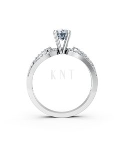 Nhẫn đính hôn R337 màu vàng trắng White Gold vàng sáng bóng, thiết kế trẻ trung