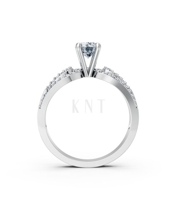 Nhẫn đính hôn R337 màu vàng trắng White Gold vàng sáng bóng, thiết kế trẻ trung