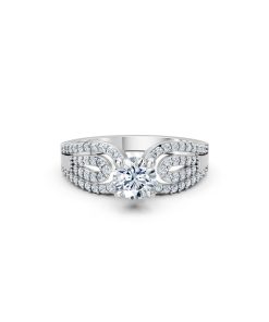 Nhẫn đính hôn R337 màu vàng trắng White Gold kiểu dáng cá tính, hiện đại