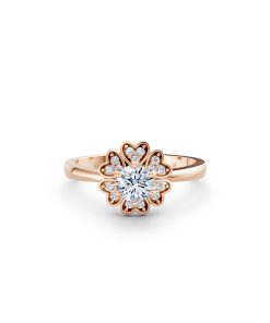 Nhẫn đính hôn R339 màu vàng hồng Rose Gold thiết kế đối xứng, phong cách, ấn tượng