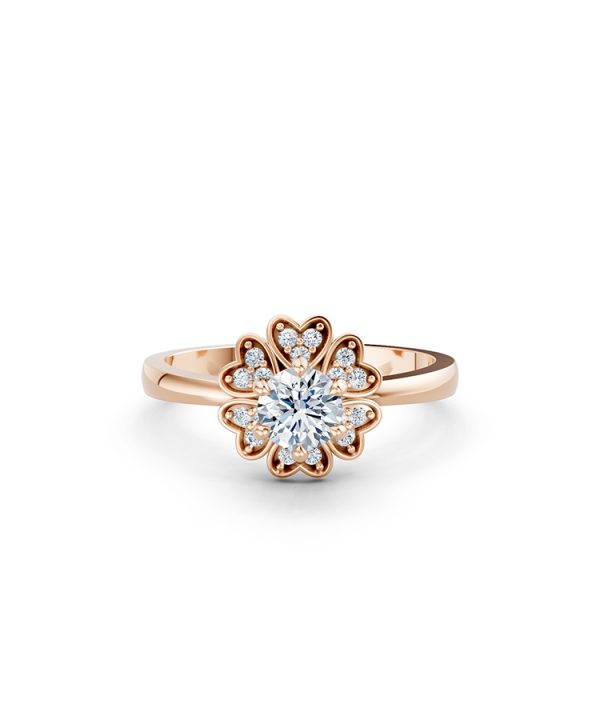 Nhẫn đính hôn R339 màu vàng hồng Rose Gold thiết kế đối xứng, phong cách, ấn tượng