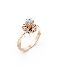 Nhẫn đính hôn R339 màu vàng hồng Rose Gold họa tiết ấn tượng, cá tính