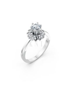 Nhẫn đính hôn R339 màu vàng trắng White Gold kiểu dáng hiện đại, nổi bật