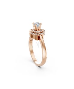 Nhẫn đính hôn R340 màu vàng hồng Rose Gold cặp đôi, phong cách trẻ trung, nổi bật