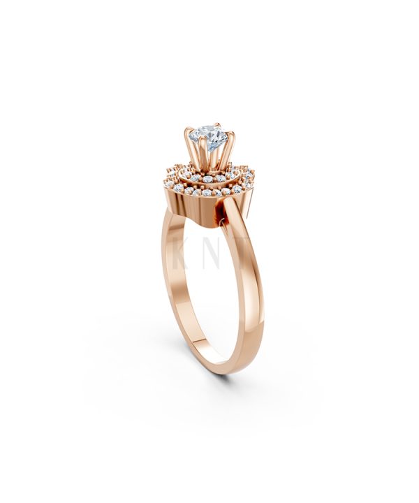 Nhẫn đính hôn R340 màu vàng hồng Rose Gold cặp đôi, phong cách trẻ trung, nổi bật