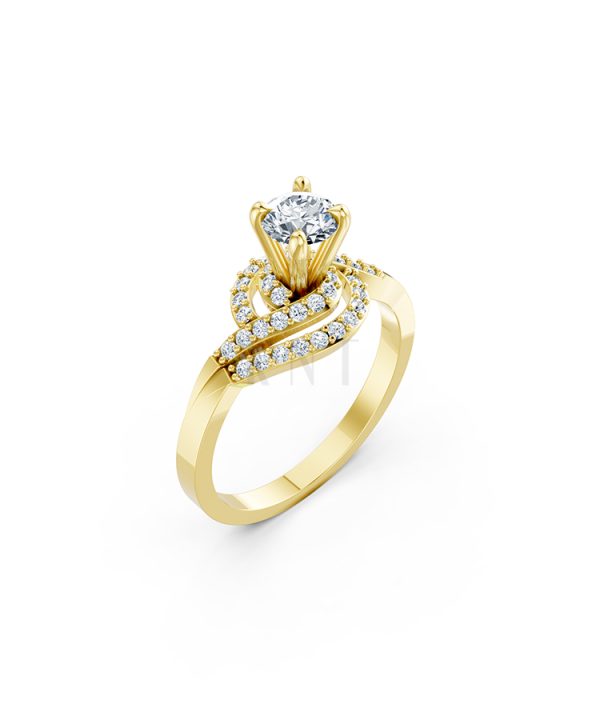 Nhẫn đính hôn đá US R342 – ALONDRA màu Vàng Gold thiết kế tinh tế, sang trọng