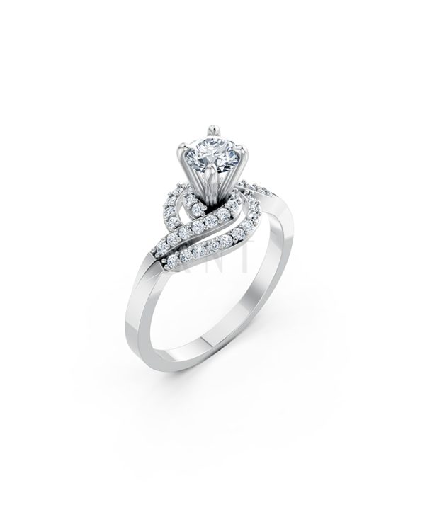 Nhẫn đính hôn đá US R342 – ALONDRA màu vàng trắng White Gold kiểu dáng hiện đại, nổi bật