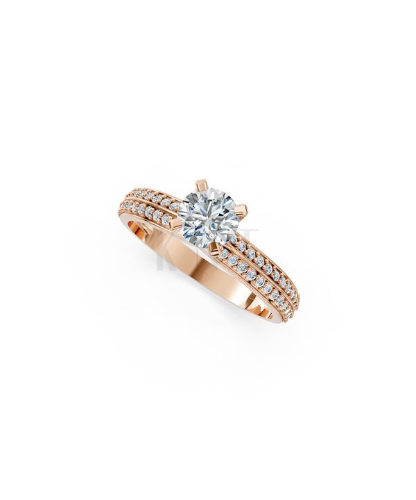 Nhẫn đính hôn R350 màu vàng hồng cá tính