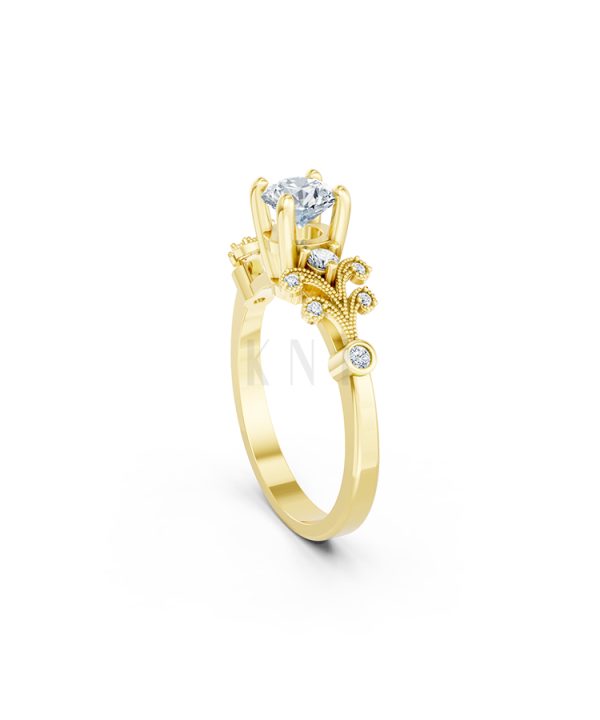 Nhẫn đính hôn đá US R353 – ALICIA màu Vàng Gold thiết kế phá cách, sang trọng