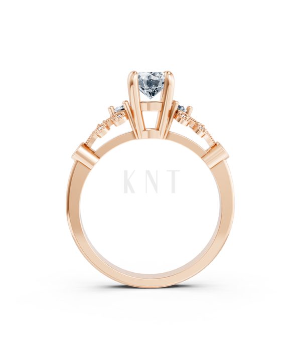 Nhẫn đính hôn đá US R353 – ALICIA màu vàng hồng Rose Gold vàng đẹp, họa tiết hình học, độc đáo