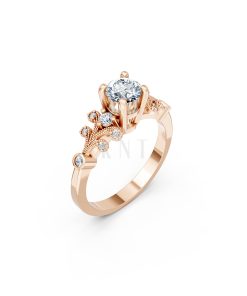 Nhẫn đính hôn đá US R353 – ALICIA màu vàng hồng Rose Gold họa tiết ấn tượng, cá tính