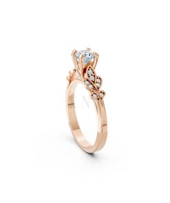 Nhẫn đính hôn đá US R355 – ALICE màu vàng hồng Rose Gold vàng đẹp, họa tiết hình học, độc đáo