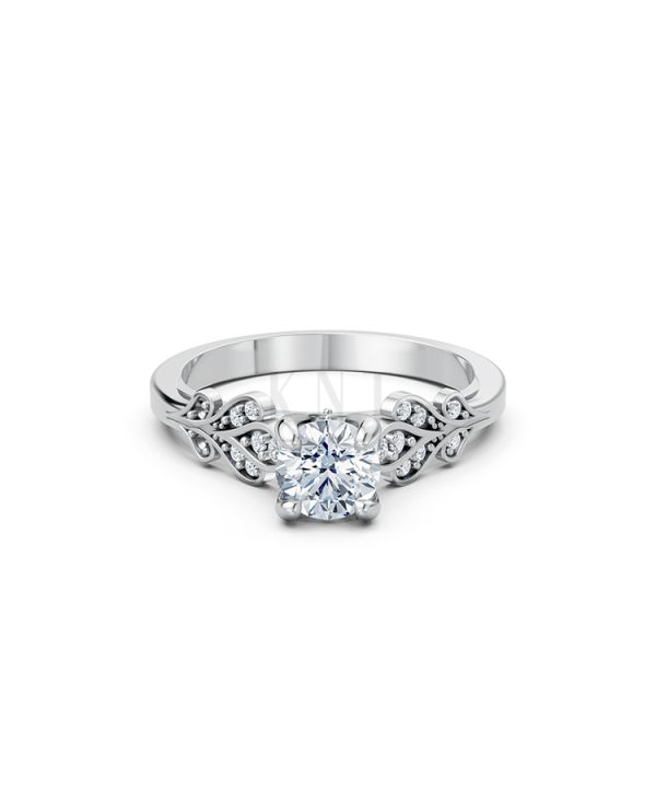 Nhẫn đính hôn đá US R355 – ALICE màu vàng trắng White Gold vàng sáng bóng, thiết kế trẻ trung