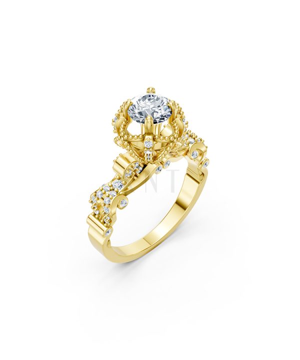 Nhẫn đính hôn đá cao cấp R362 – AINHOA màu Vàng Gold thiết kế tinh tế, sang trọng