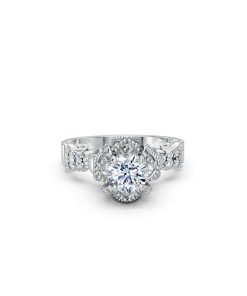 Nhẫn đính hôn đá cao cấp R362 – AINHOA màu vàng trắng White Gold vàng sáng, đường nét sắc sảo, tinh tế